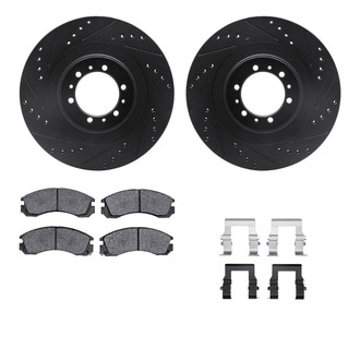R1 Concepts® - eLINE Series Drilled and Slotted Front Brake Kit with Ceramic Pads