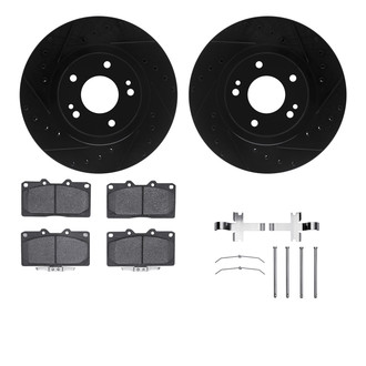 R1 Concepts® - eLINE Series Drilled and Slotted Front Brake Kit with Ceramic Pads