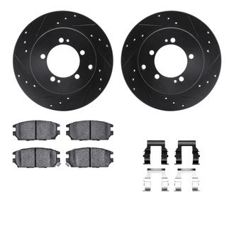 R1 Concepts® - eLINE Series Drilled and Slotted Rear Brake Kit with Ceramic Pads