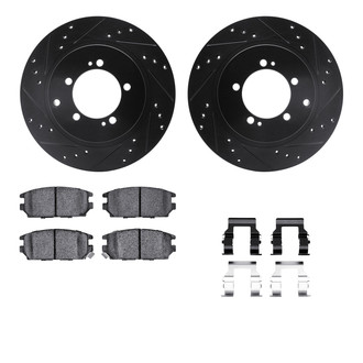R1 Concepts® - eLINE Series Drilled and Slotted Rear Brake Kit with Ceramic Pads