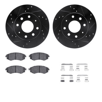R1 Concepts® - eLINE Series Drilled and Slotted Front Brake Kit with Ceramic Pads