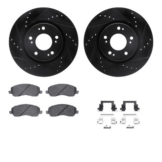 R1 Concepts® - eLINE Series Drilled and Slotted Front Brake Kit with Ceramic Pads