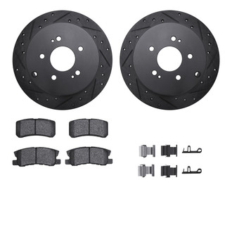 R1 Concepts® - eLINE Series Drilled and Slotted Rear Brake Kit with Ceramic Pads