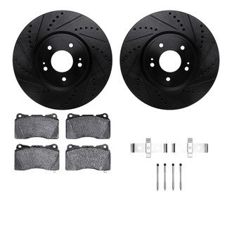 R1 Concepts® - eLINE Series Drilled and Slotted Front Brake Kit with Ceramic Pads