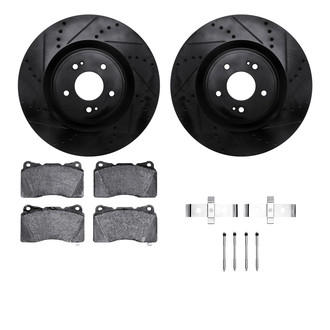 R1 Concepts® - eLINE Series Drilled and Slotted Front Brake Kit with Ceramic Pads