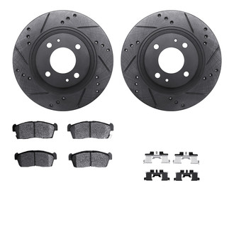 R1 Concepts® - eLINE Series Drilled and Slotted Front Brake Kit with Ceramic Pads