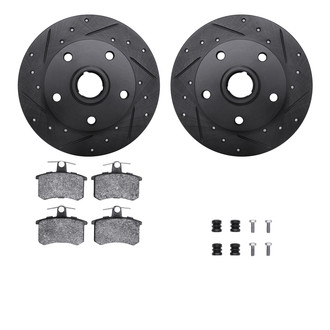 R1 Concepts® - eLINE Series Drilled and Slotted Rear Brake Kit with Ceramic Pads