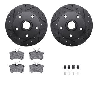 R1 Concepts® - eLINE Series Drilled and Slotted Rear Brake Kit with Ceramic Pads