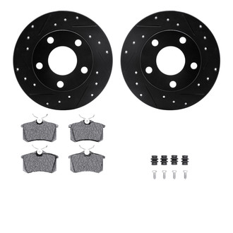 R1 Concepts® - eLINE Series Drilled and Slotted Rear Brake Kit with Ceramic Pads