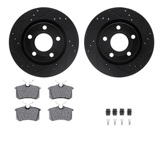 R1 Concepts® - eLINE Series Drilled and Slotted Rear Brake Kit with Ceramic Pads