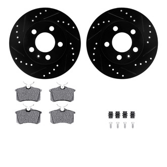 R1 Concepts® - eLINE Series Drilled and Slotted Rear Brake Kit with Ceramic Pads