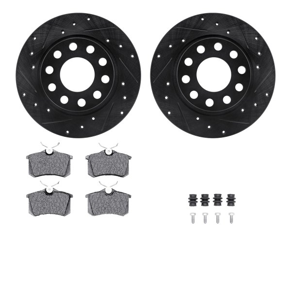  R1 Concepts® - eLINE Series Drilled and Slotted Rear Brake Kit with Ceramic Pads - New