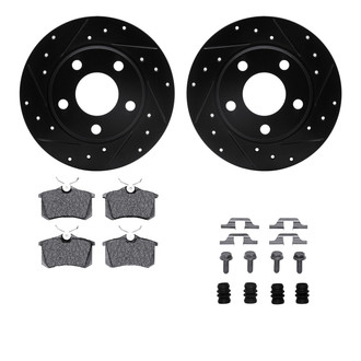 R1 Concepts® - eLINE Series Drilled and Slotted Rear Brake Kit with Ceramic Pads