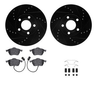R1 Concepts® - eLINE Series Drilled and Slotted Front Brake Kit with Ceramic Pads