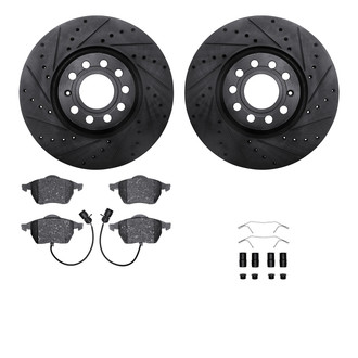 R1 Concepts® - eLINE Series Drilled and Slotted Front Brake Kit with Ceramic Pads
