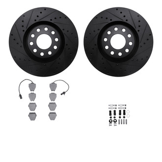 R1 Concepts® - eLINE Series Drilled and Slotted Front Brake Kit with Ceramic Pads