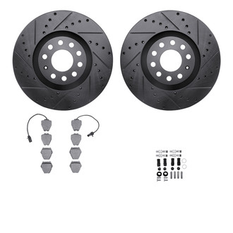 R1 Concepts® - eLINE Series Drilled and Slotted Front Brake Kit with Ceramic Pads