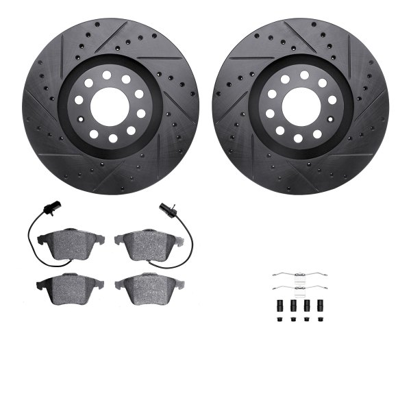  R1 Concepts® - eLINE Series Drilled and Slotted Front Brake Kit with Ceramic Pads