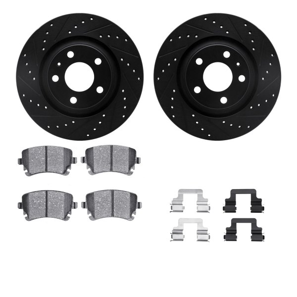  R1 Concepts® - eLINE Series Drilled and Slotted Rear Brake Kit with Ceramic Pads