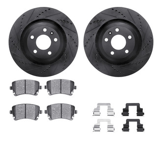 R1 Concepts® - eLINE Series Drilled and Slotted Rear Brake Kit with Ceramic Pads