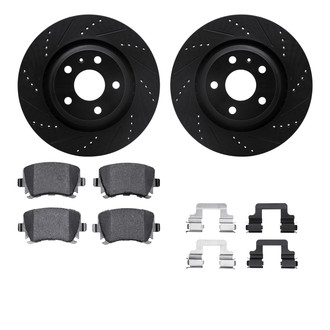 R1 Concepts® - eLINE Series Drilled and Slotted Rear Brake Kit with Ceramic Pads