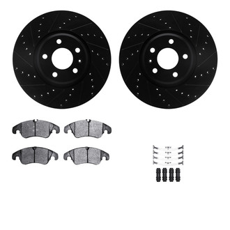 R1 Concepts® - eLINE Series Drilled and Slotted Front Brake Kit with Ceramic Pads