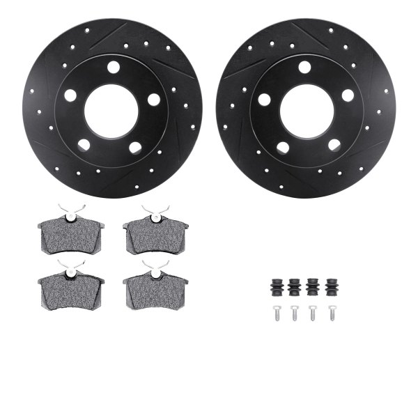  R1 Concepts® - eLINE Series Drilled and Slotted Rear Brake Kit with Ceramic Pads