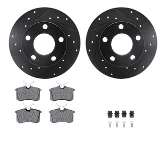 R1 Concepts® - eLINE Series Drilled and Slotted Rear Brake Kit with Ceramic Pads