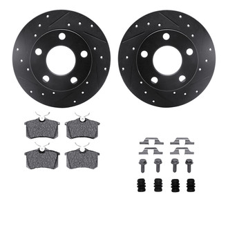 R1 Concepts® - eLINE Series Drilled and Slotted Rear Brake Kit with Ceramic Pads