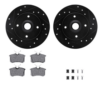 R1 Concepts® - eLINE Series Drilled and Slotted Rear Brake Kit with Ceramic Pads