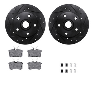 R1 Concepts® - eLINE Series Drilled and Slotted Rear Brake Kit with Ceramic Pads