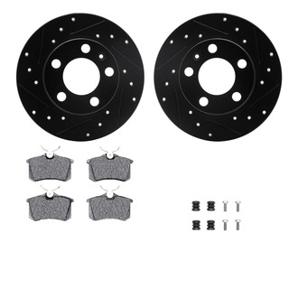 R1 Concepts® - eLINE Series Drilled and Slotted Rear Brake Kit with Ceramic Pads