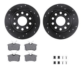 R1 Concepts® - eLINE Series Drilled and Slotted Rear Brake Kit with Ceramic Pads