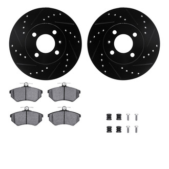 R1 Concepts® - eLINE Series Drilled and Slotted Front Brake Kit with Ceramic Pads