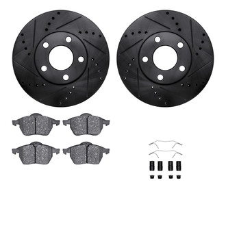 R1 Concepts® - eLINE Series Drilled and Slotted Front Brake Kit with Ceramic Pads