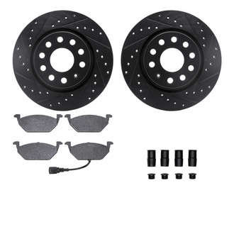 R1 Concepts® - eLINE Series Drilled and Slotted Front Brake Kit with Ceramic Pads