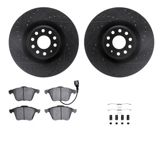 R1 Concepts® - eLINE Series Drilled and Slotted Front Brake Kit with Ceramic Pads
