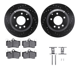 R1 Concepts® - eLINE Series Drilled and Slotted Rear Brake Kit with Ceramic Pads