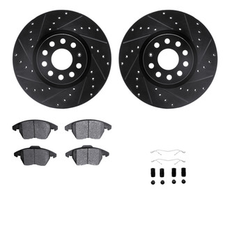 R1 Concepts® - eLINE Series Drilled and Slotted Front Brake Kit with Ceramic Pads