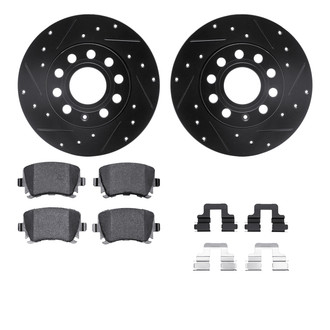 R1 Concepts® - eLINE Series Drilled and Slotted Rear Brake Kit with Ceramic Pads