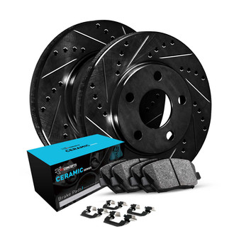 R1 Concepts® - eLINE Series Drilled and Slotted Rear Brake Kit with Ceramic Pads