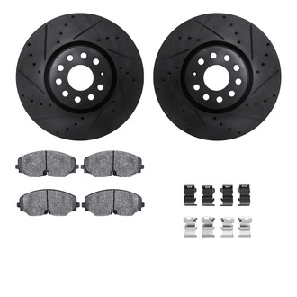 R1 Concepts® - Drilled and Slotted Front Brake Kit with Ceramic Pads