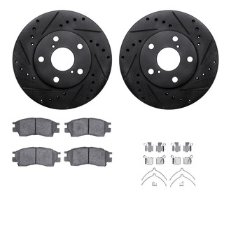 R1 Concepts® - eLINE Series Drilled and Slotted Front Brake Kit with Ceramic Pads