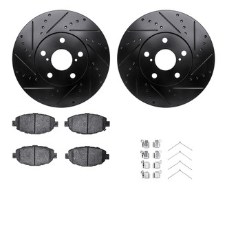 R1 Concepts® - eLINE Series Drilled and Slotted Front Brake Kit with Ceramic Pads