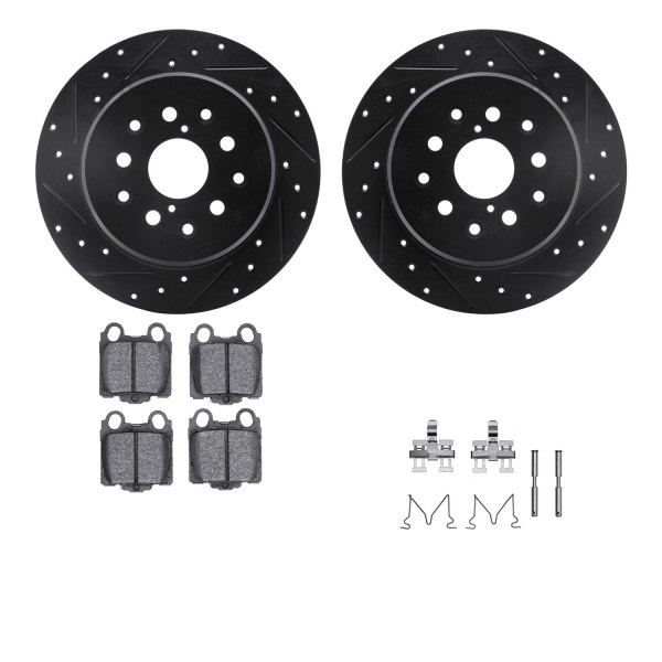  R1 Concepts® - eLINE Series Drilled and Slotted Rear Brake Kit with Ceramic Pads