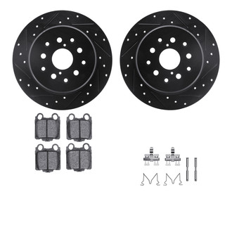R1 Concepts® - eLINE Series Drilled and Slotted Rear Brake Kit with Ceramic Pads