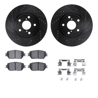 R1 Concepts® - eLINE Series Drilled and Slotted Front Brake Kit with Ceramic Pads
