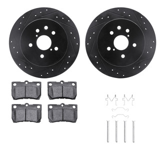 R1 Concepts® - eLINE Series Drilled and Slotted Rear Brake Kit with Ceramic Pads