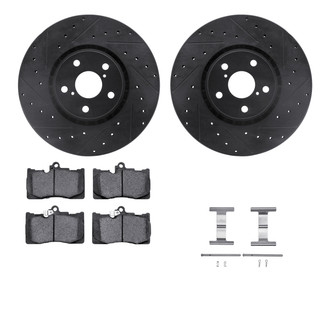 R1 Concepts® - eLINE Series Drilled and Slotted Front Brake Kit with Ceramic Pads
