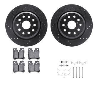 R1 Concepts® - eLINE Series Drilled and Slotted Rear Brake Kit with Ceramic Pads